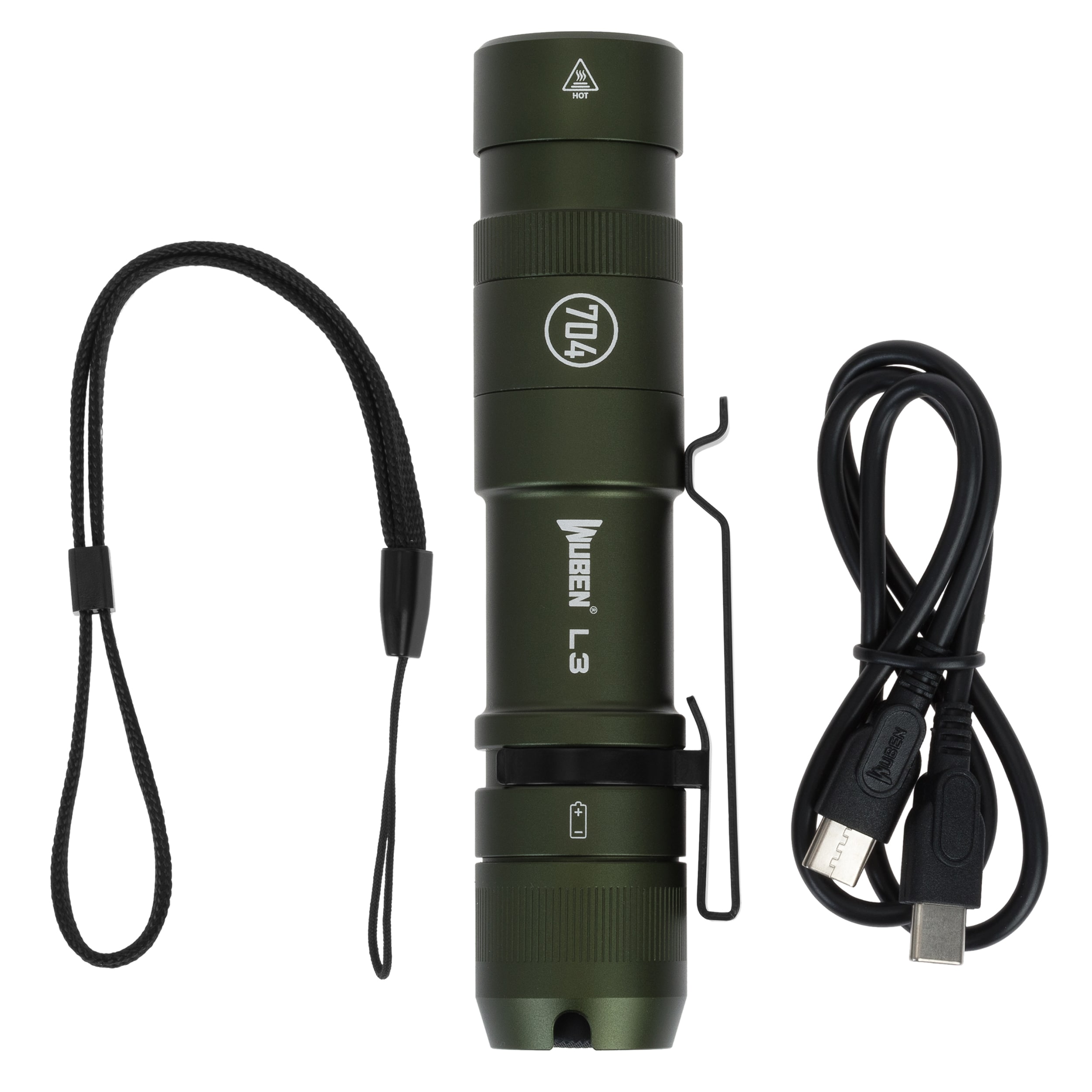 Wuben L3 Army Green Flashlight with powerbank function - 3000 lumens