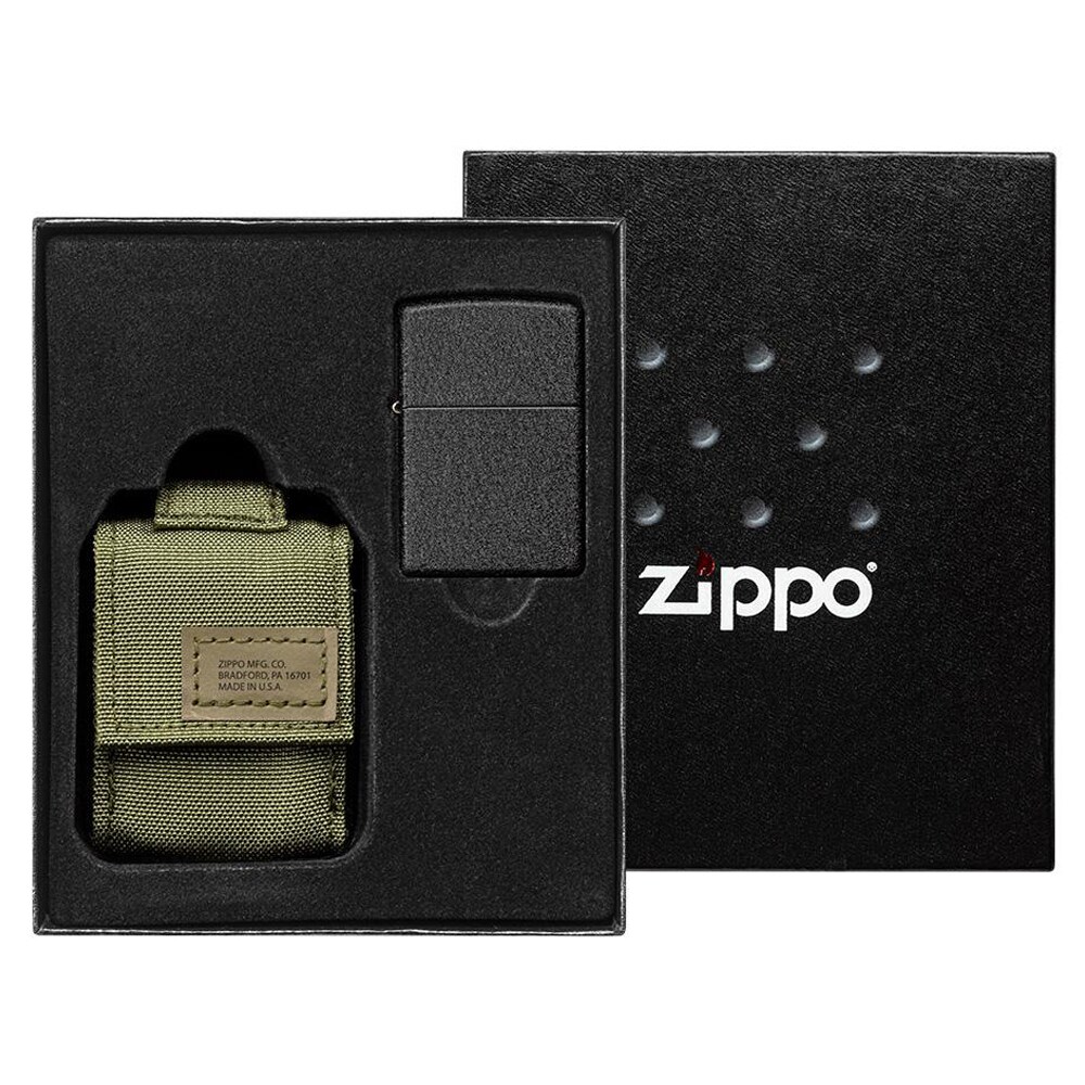 Zippo Crackle Gasoline Lighter with pouch - Green