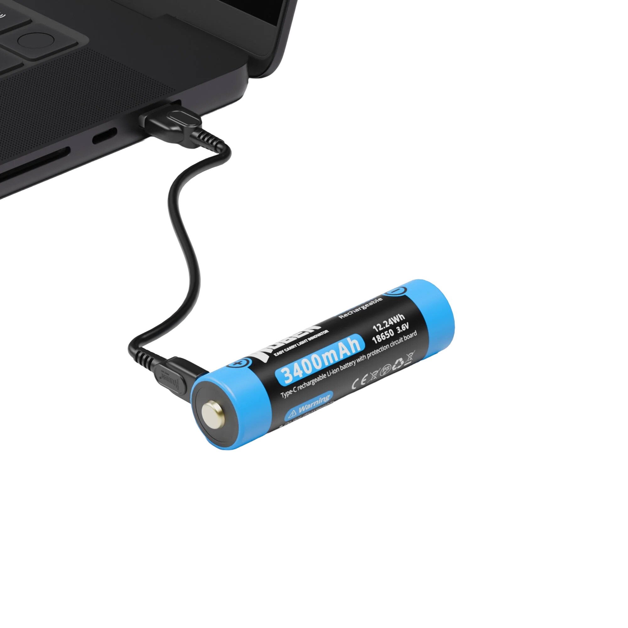 Wuben ABE Rechargeable Type-C 18650 3400 mAh 3.6V Battery