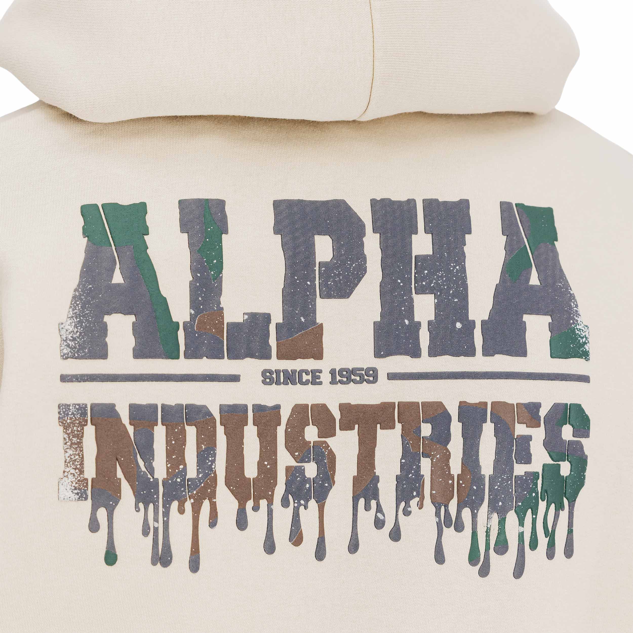 Alpha Industries Dripping Camo Print Sweatshirt - Organic Beige