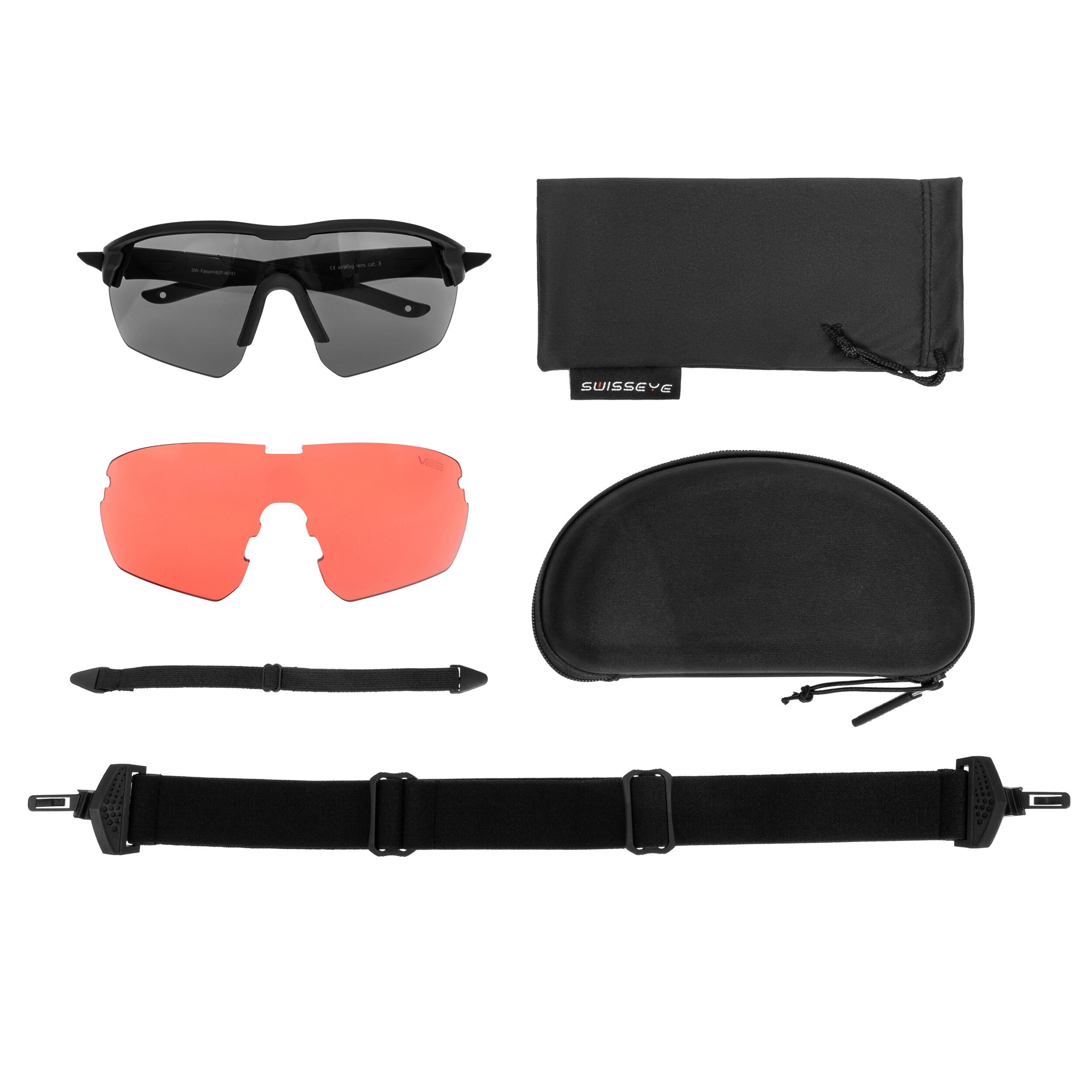 Swiss Eye FalconV620 Tactical Glasses - Smoke/Vermilion/Black