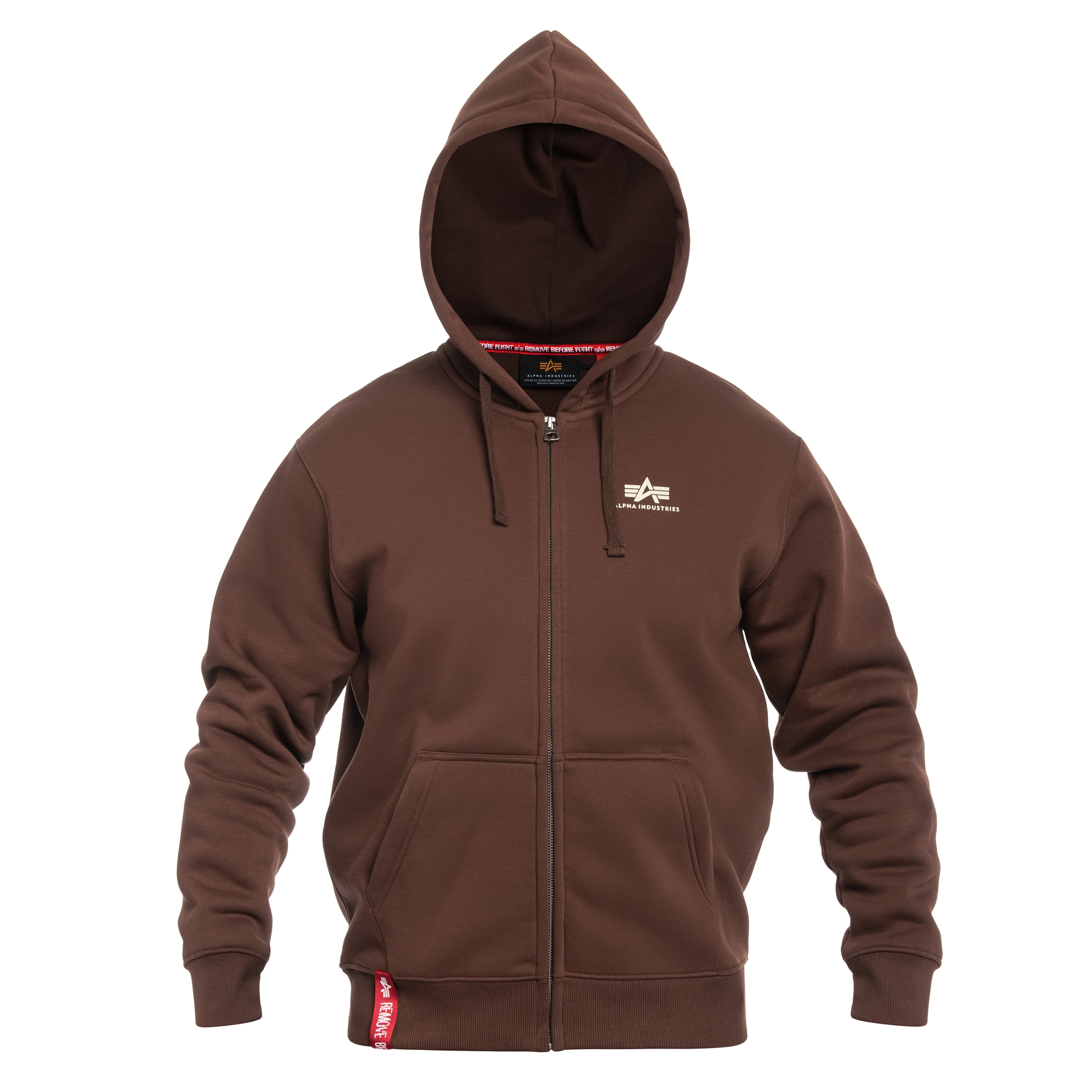 Alpha Industries Basic Zip Hoody Small Logo Sweatshirt - Powder Brown