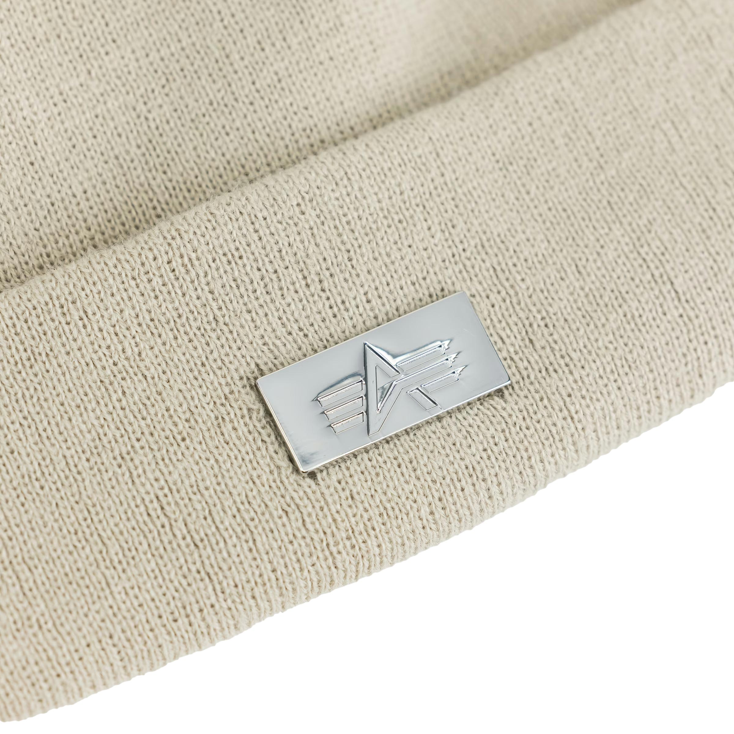 Alpha Industries Metal Label Beanie Hat - Organic Beige