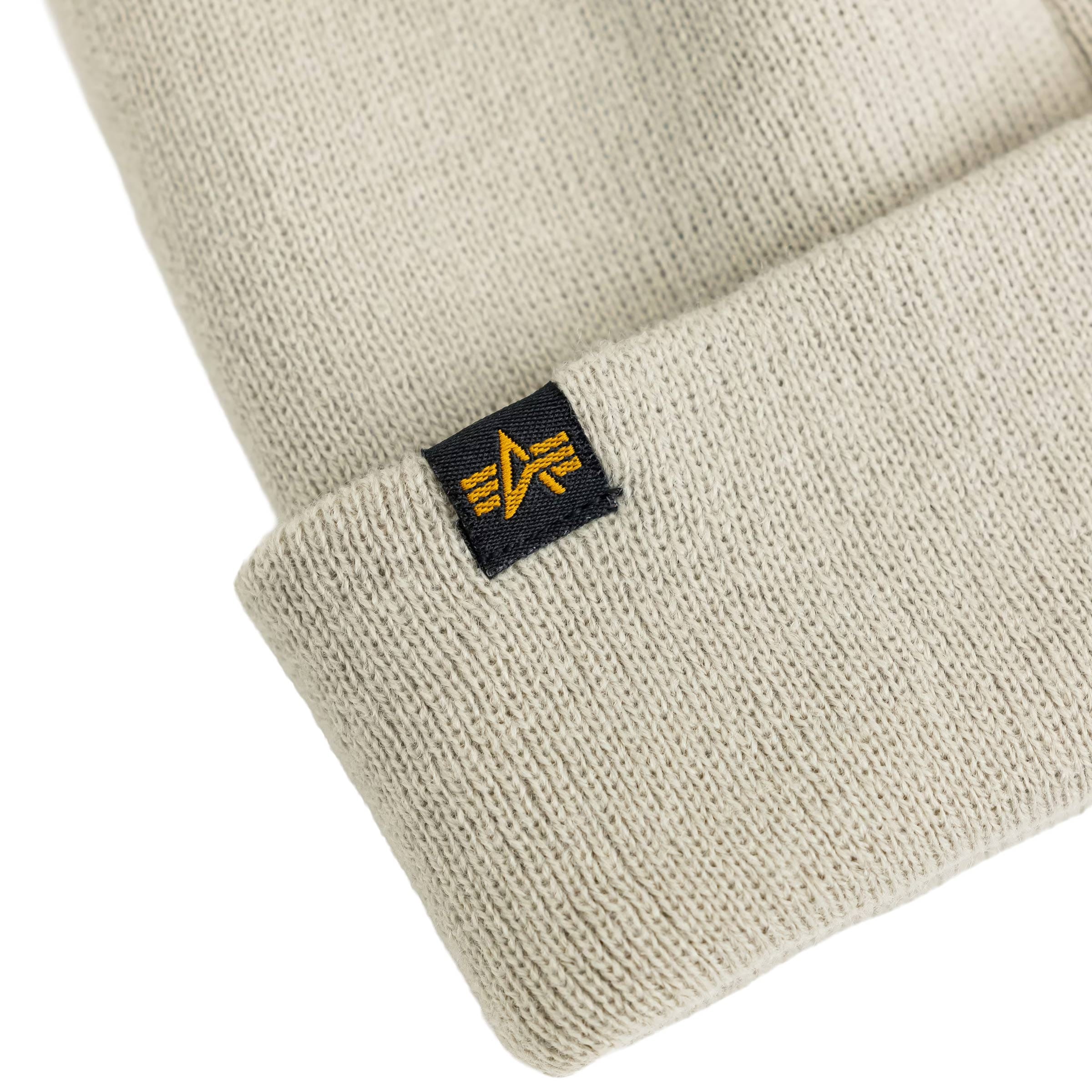 Alpha Industries Metal Label Beanie Hat - Organic Beige
