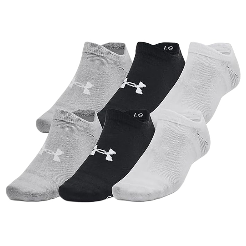 Under Armour Essential No Show Socks Black/White/Halo Grey - 6 pairs