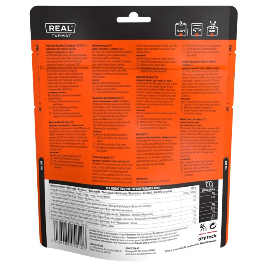 Real Turmat Freeze-Dried Meal Beef and Potato Stew 108 g/557 kcal