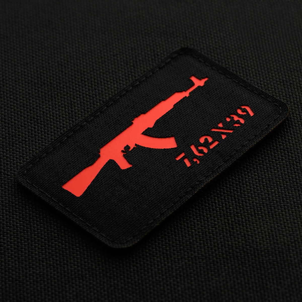 M-Tac AKM Patch 7.62 x 39 Laser Cut - Black / Red