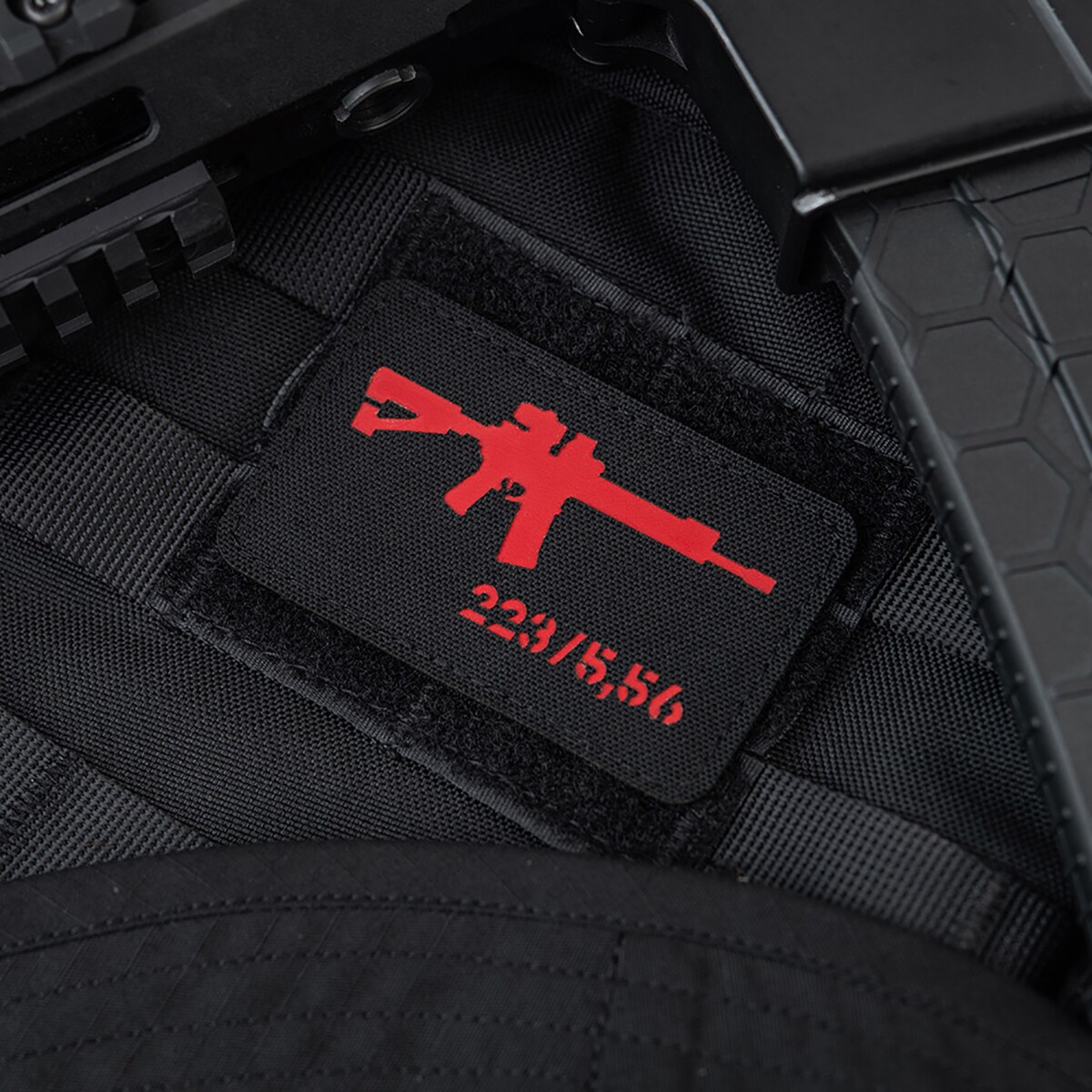 M-Tac AR-15 223 / 5,56 Laser Cut Patch - Black / Red