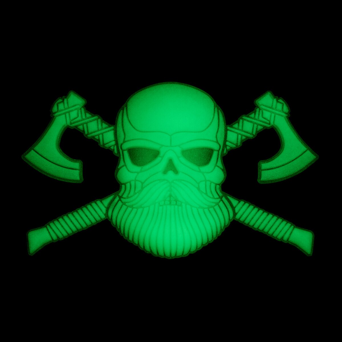 M-Tac Bearded Skull 3D fluorescent PVC patch - Black