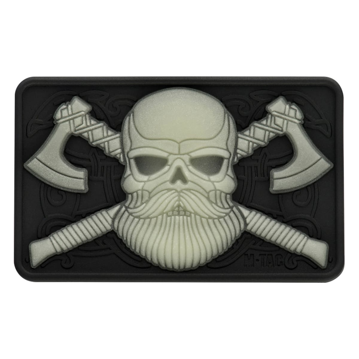 M-Tac Bearded Skull 3D fluorescent PVC patch - Black