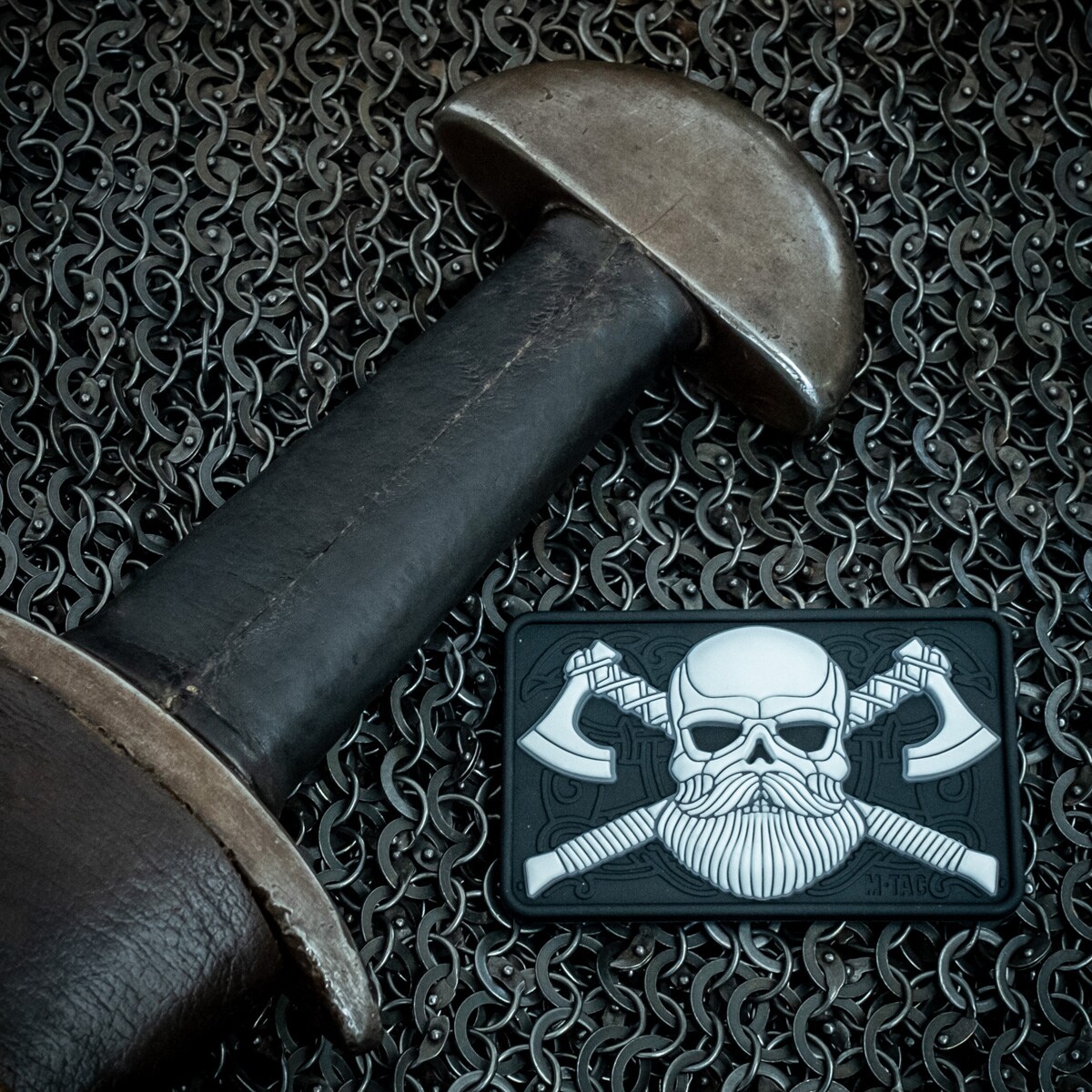 M-Tac Bearded Skull 3D fluorescent PVC patch - Black