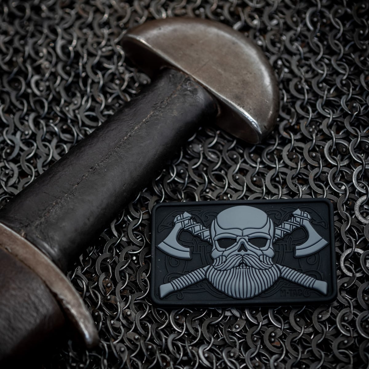 M-Tac Bearded Skull 3D PVC Patch - Black / Gray