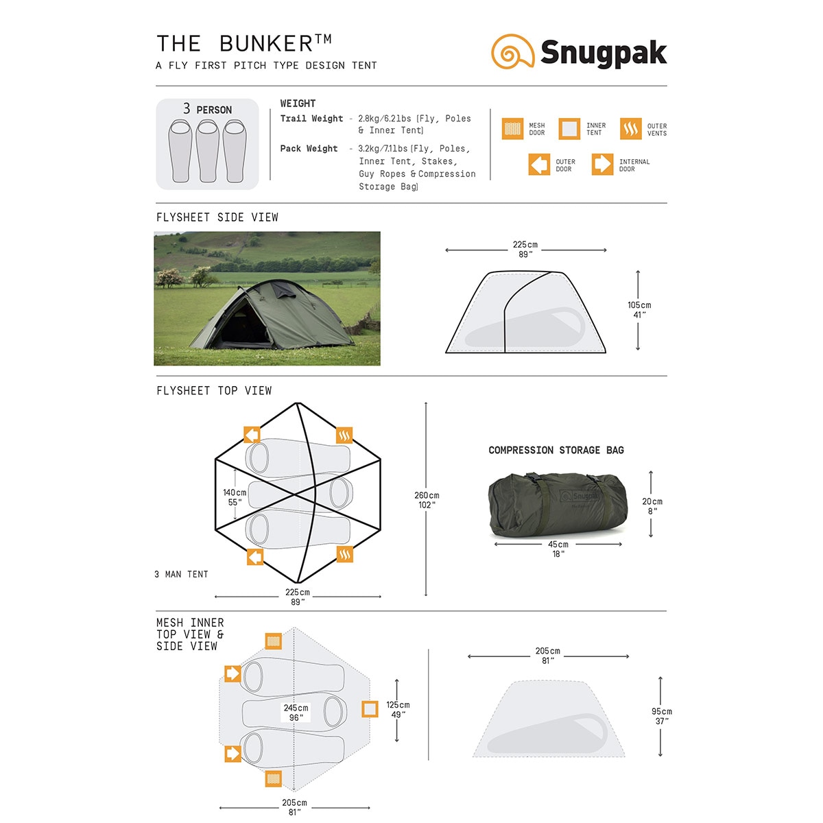 Snugpak Bunker 3-person Tent Olive