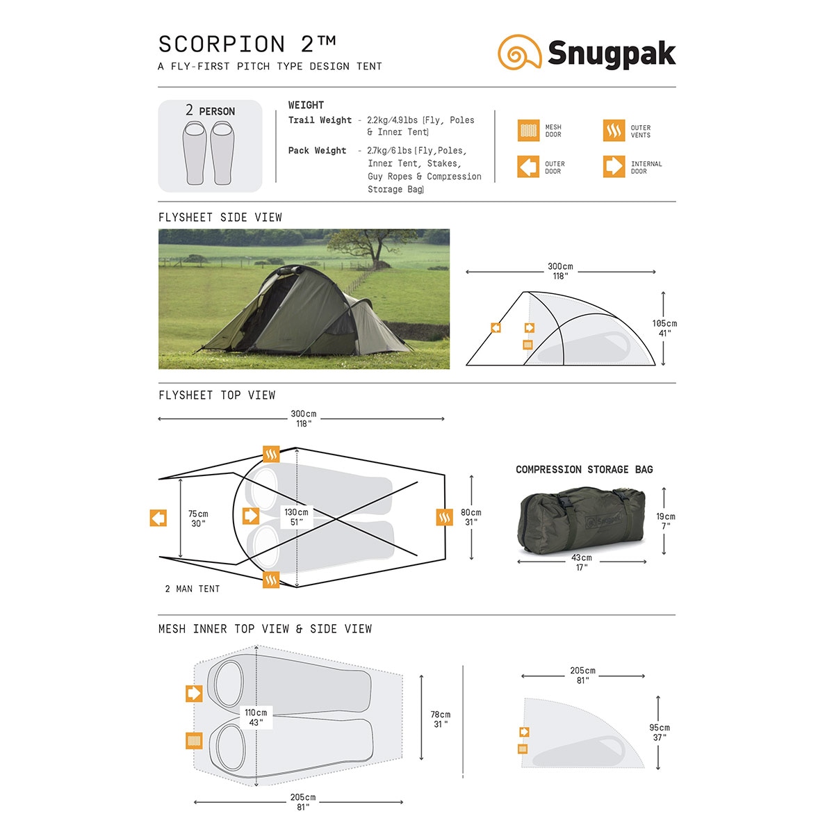 Snugpak Scorpion 2-person Tent Olive