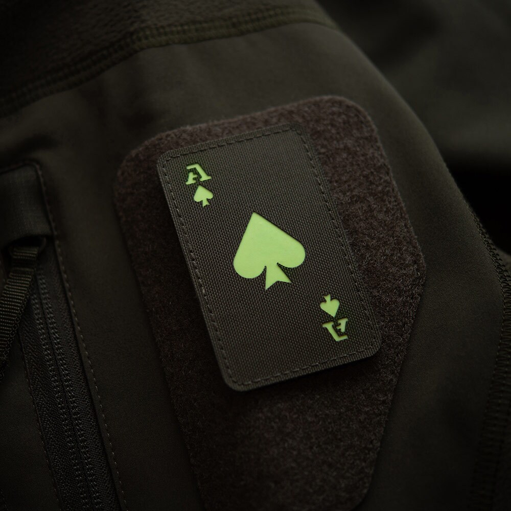 M-Tac Ace Of Spades Laser Cut Fluorescent Morale Paatch - Ranger Green/GID