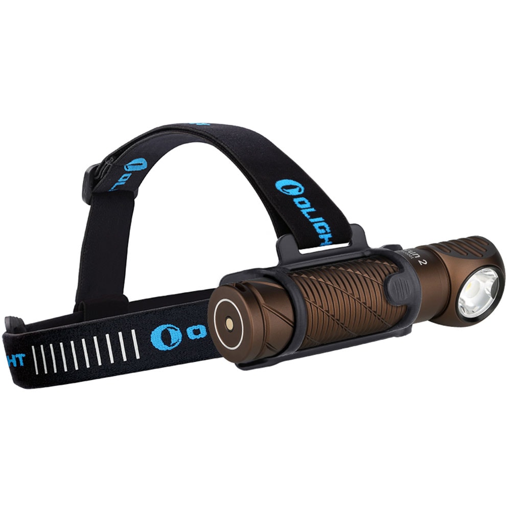 Olight Perun 2 Cool White Kit Desert Tan head and angle flashlight with headband - 2500 lumens