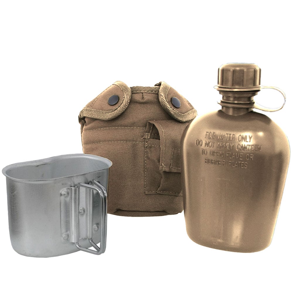 Mil-Tec US Plastic Canteen with Cover and Mug - Coyote