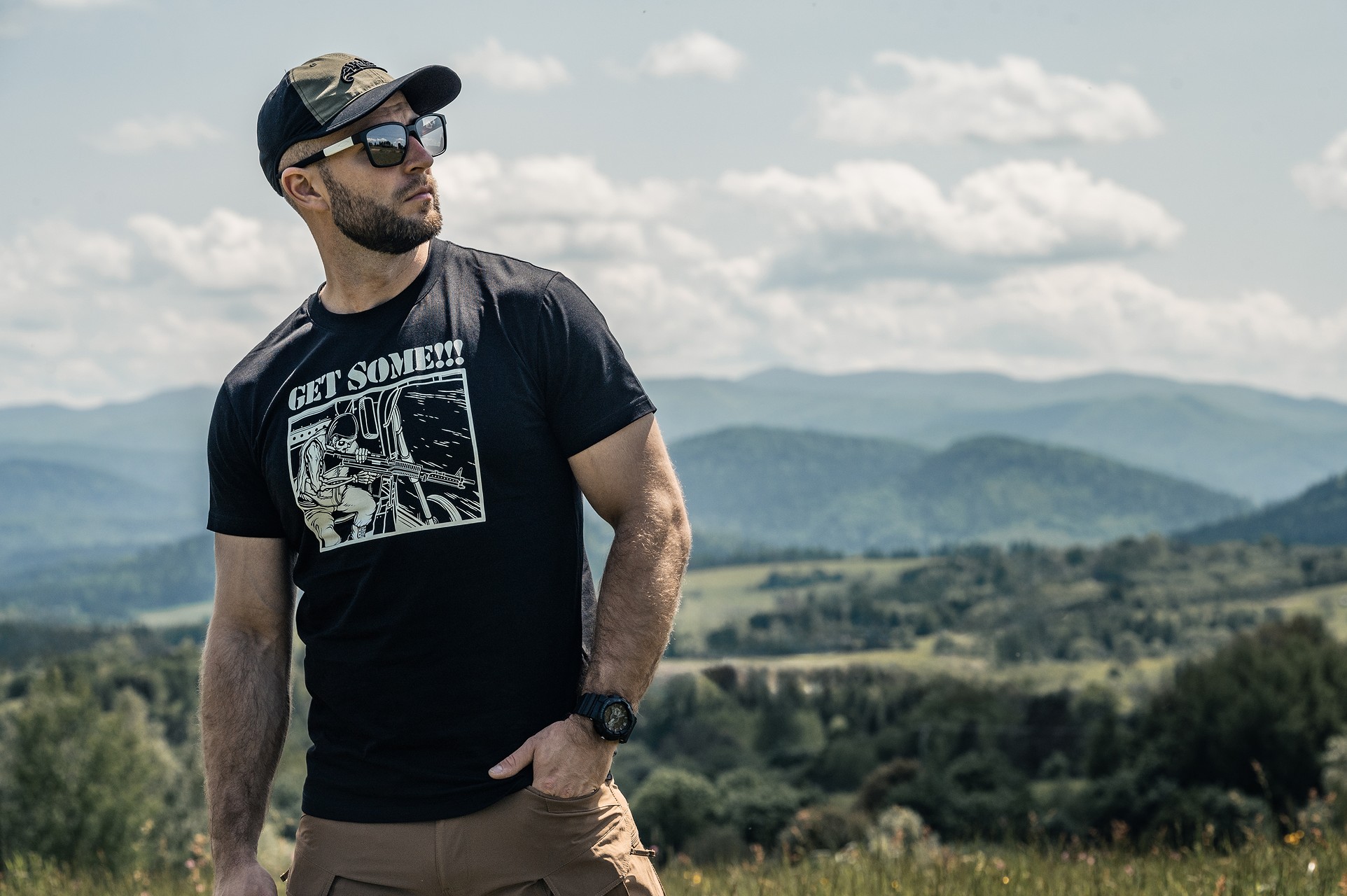 Helikon-Tex Logo Cap PolyCotton Rip-Stop - Black/Olive Green