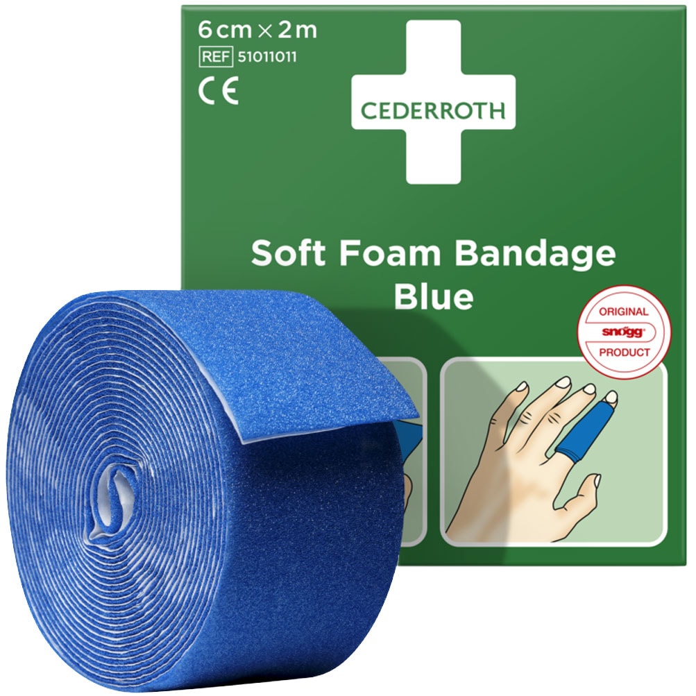 Cederroth Adhesive Plaster Soft Foam Bandage Blue 6 cm x 2 m