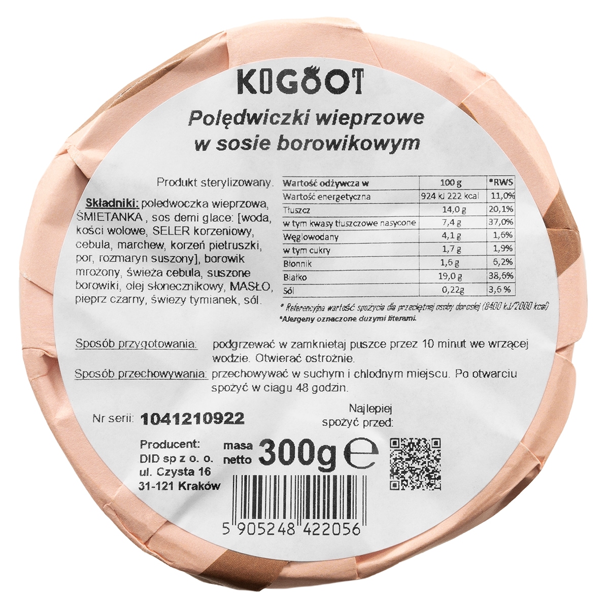 Kogoot artisanal preserve of Polish production. Pork tenderloins in mushroom sauce 300 g.