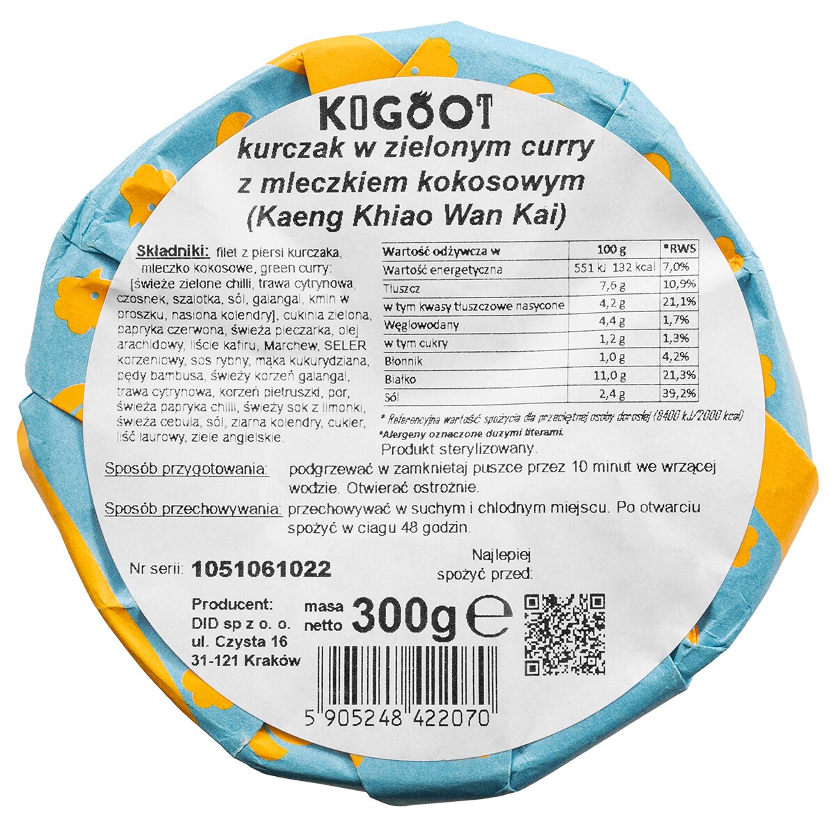 Kogoot canned food - Chicken in green curry with coconut milk