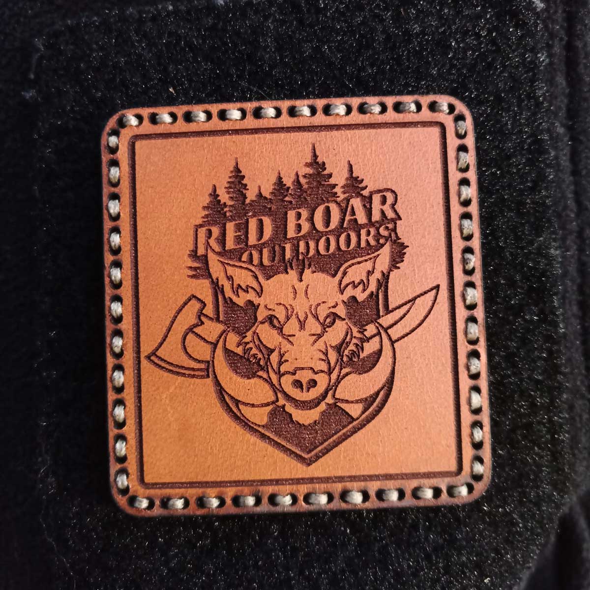 Tigerwood leather patch - Red Boar Outdoors Square - Light Brown