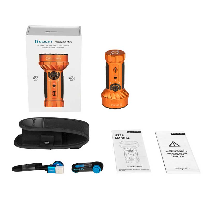 Olight Marauder Mini Orange Rechargeable Flashlight - 7000 lumens, 600 m range