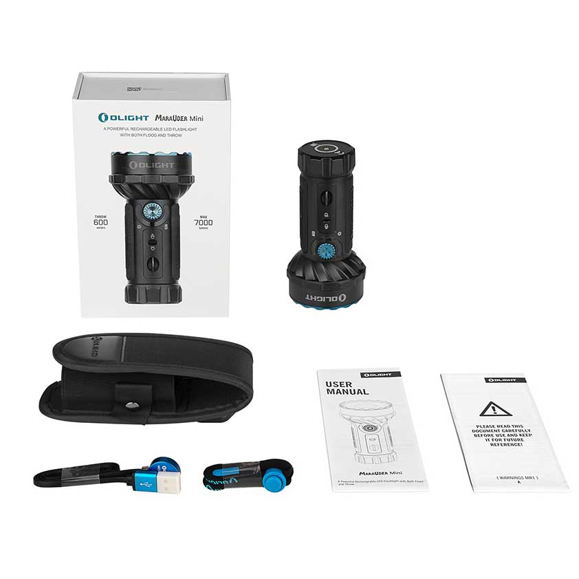 Olight Marauder Mini Black Rechargeable Flashlight - 7000 lumens, 600 m range