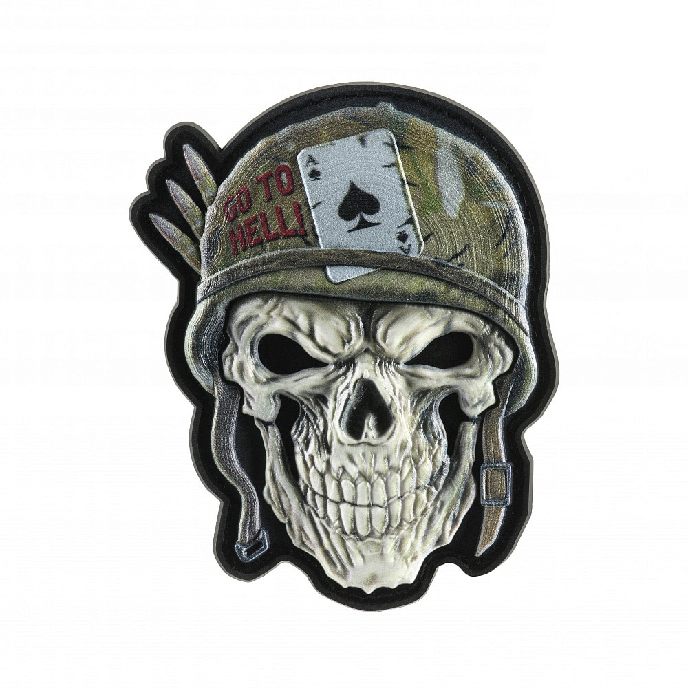 M-Tac 3D PVC Helmeted Skull patch - Olive