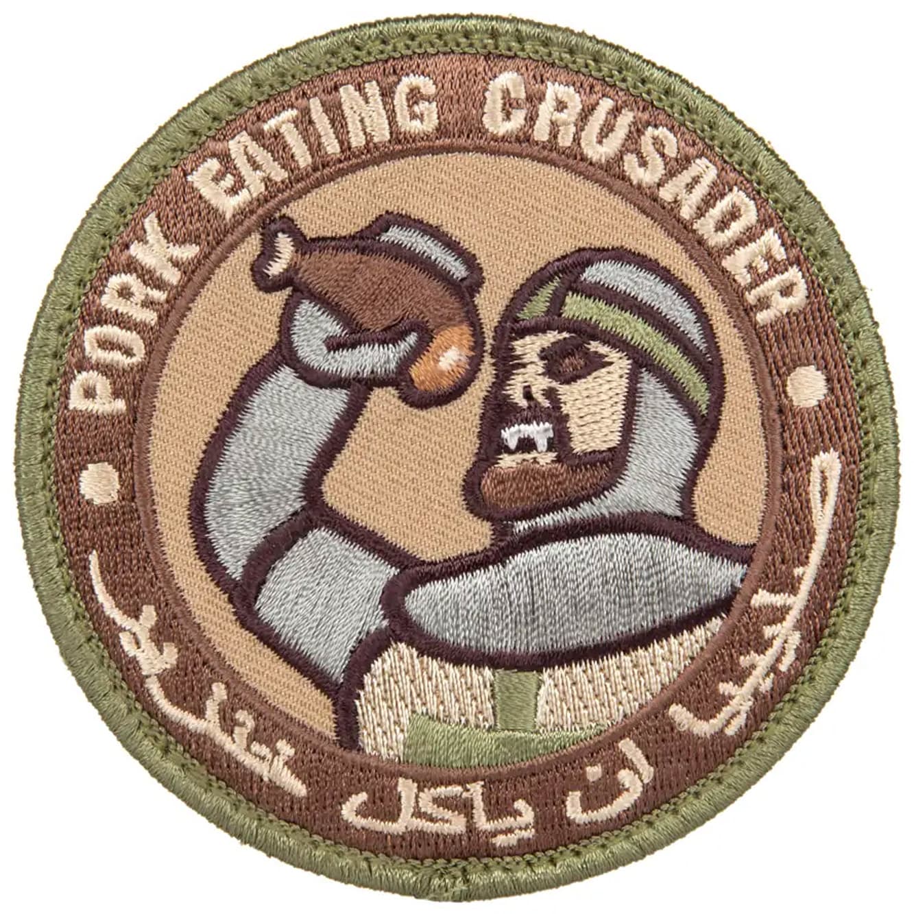 Mil Spec Monkey Pork Eating Crusader patch - Arid MC Camo