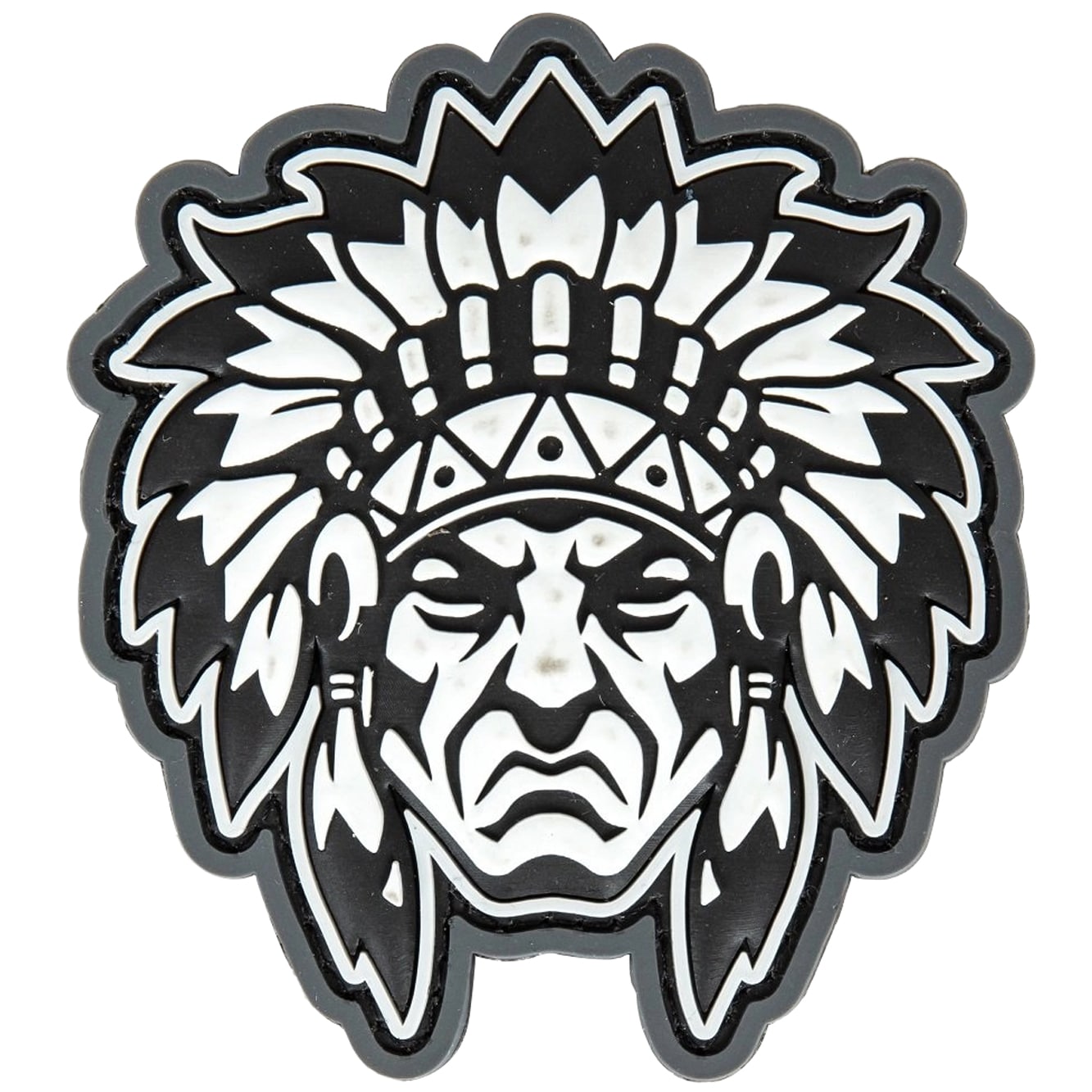 Mil Spec Monkey Native American Warrior Head Morale Patch - Urban