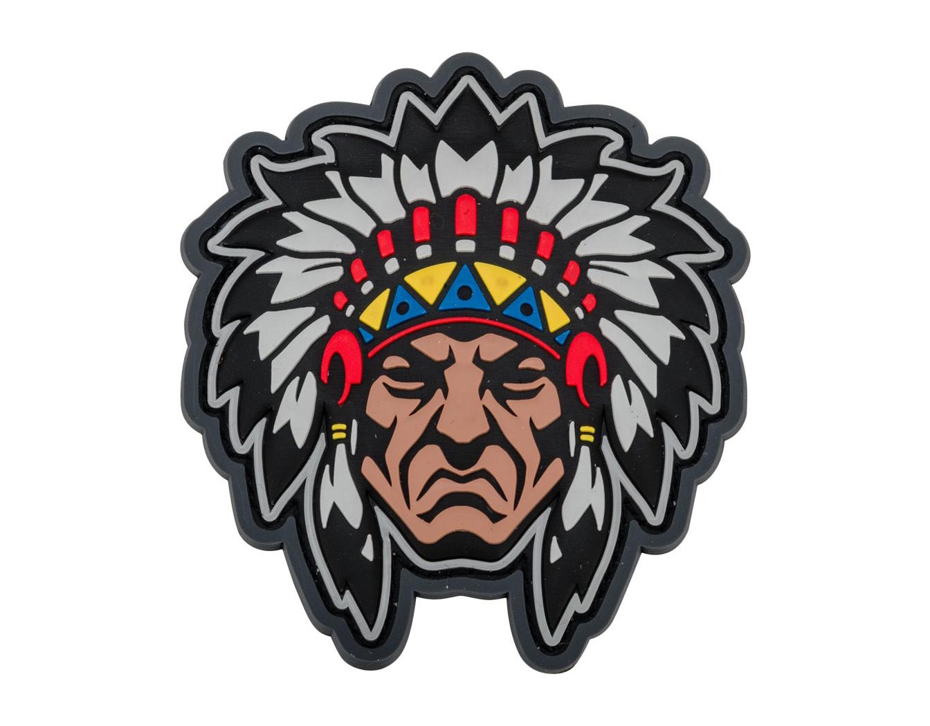 Mil Spec Monkey Native American Warrior Head Morale Patch - FullColor