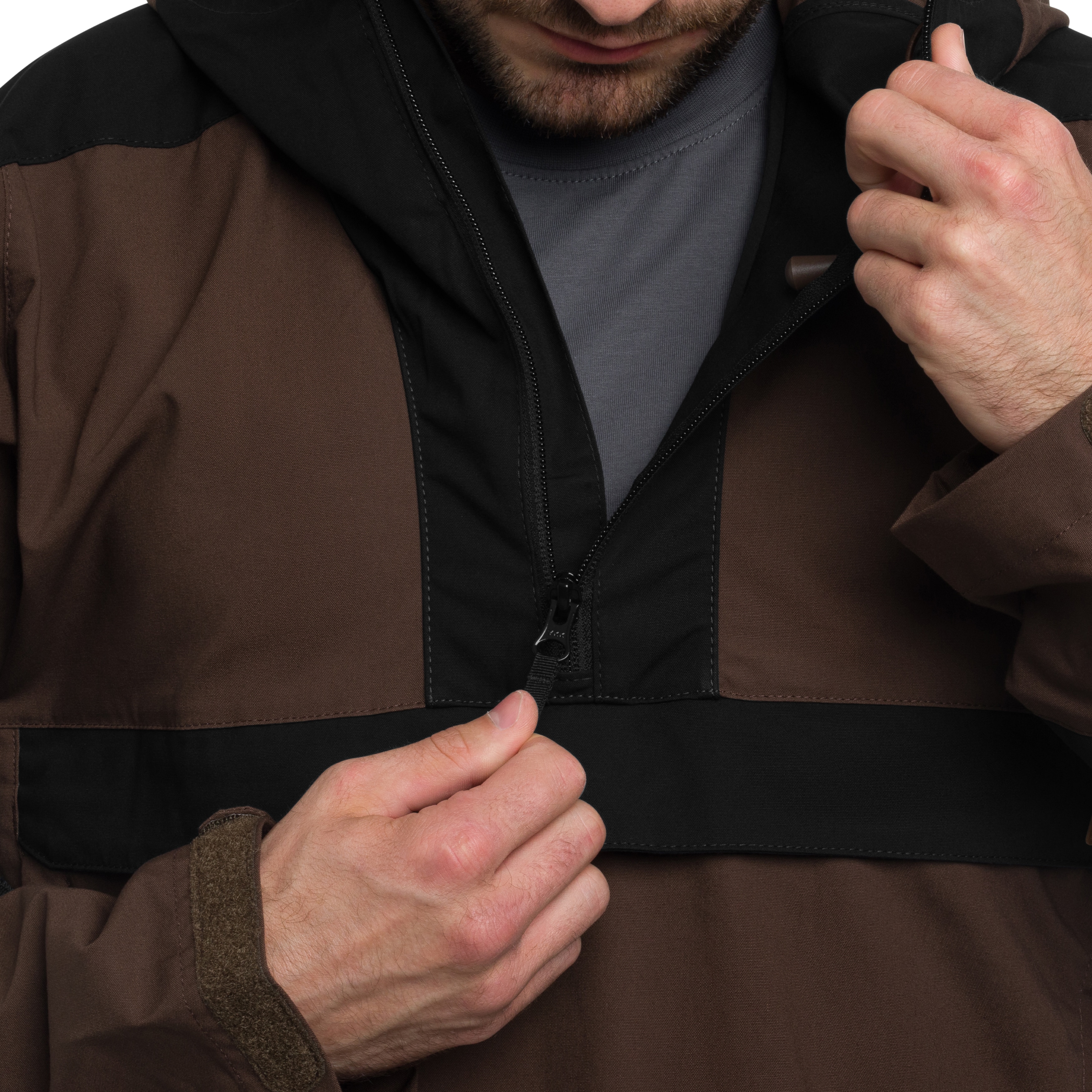 Helikon Woodsman Anorak Jacket - Earth Brown/Black