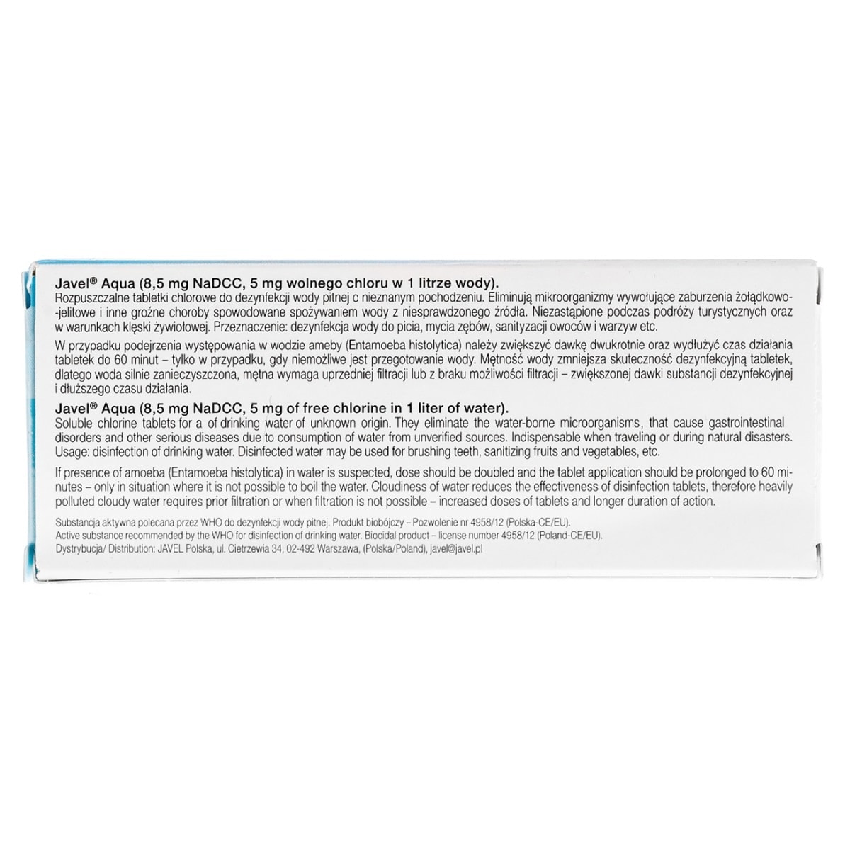 Javel Aqua Water Purification Tablets - 20 pcs.