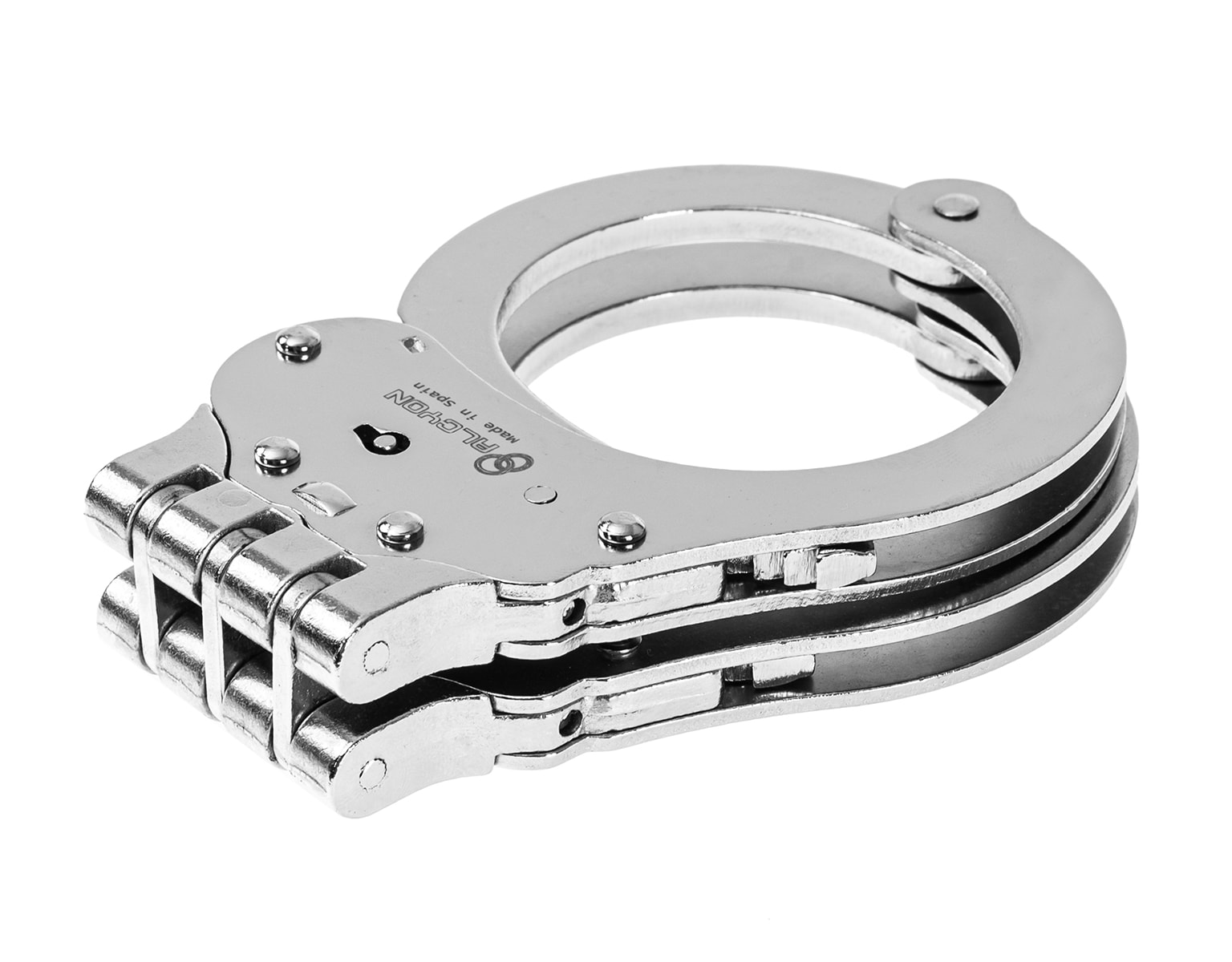 Alcyon Hinge steel handcuffs Double lock silver