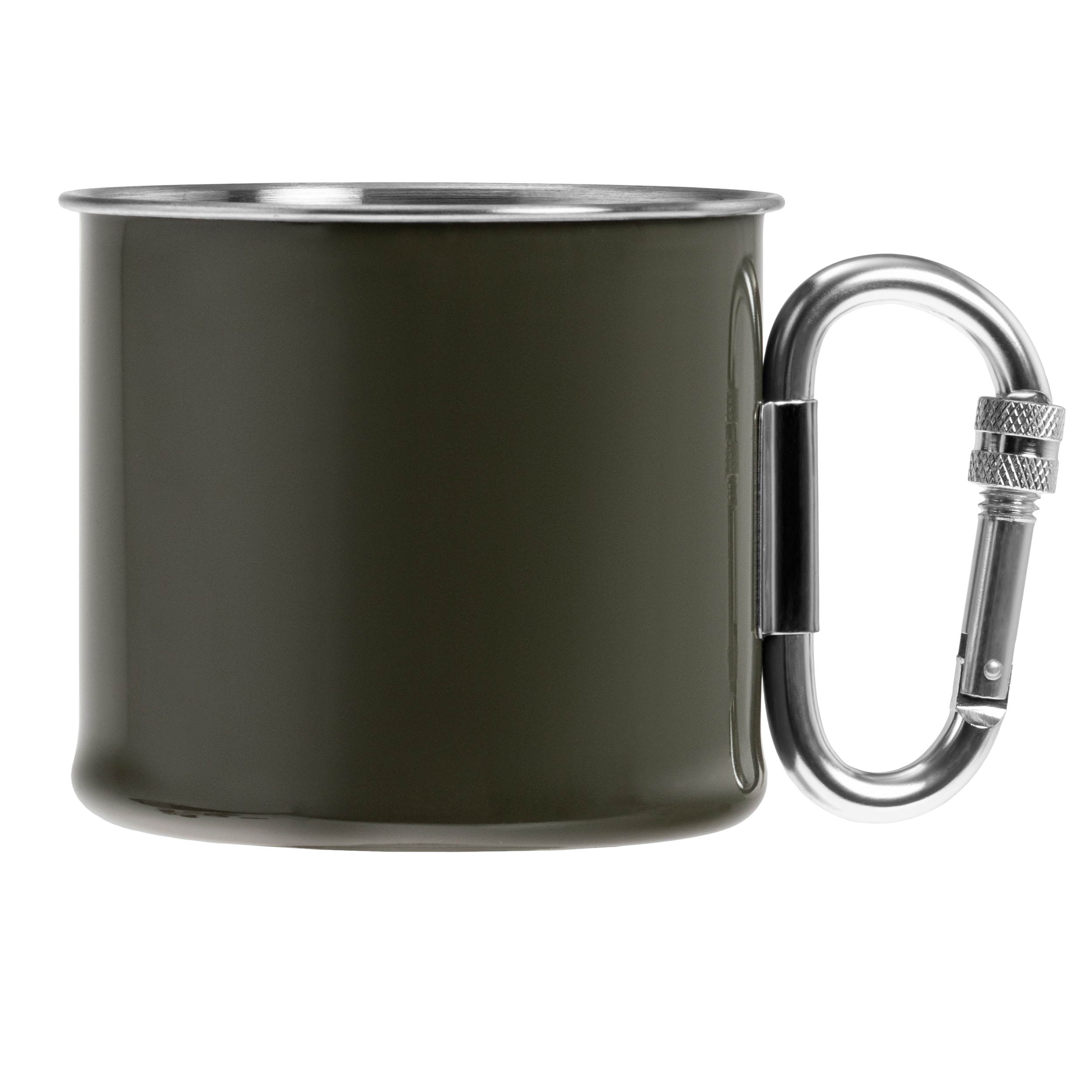 Mil-Tec steel mug with carabiner 500 ml - Olive