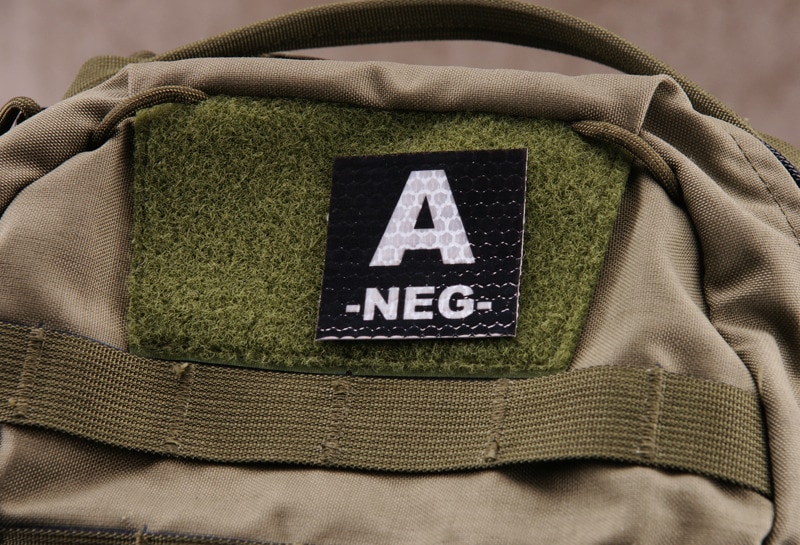 Combat-ID IR patch with blood group A NEG 