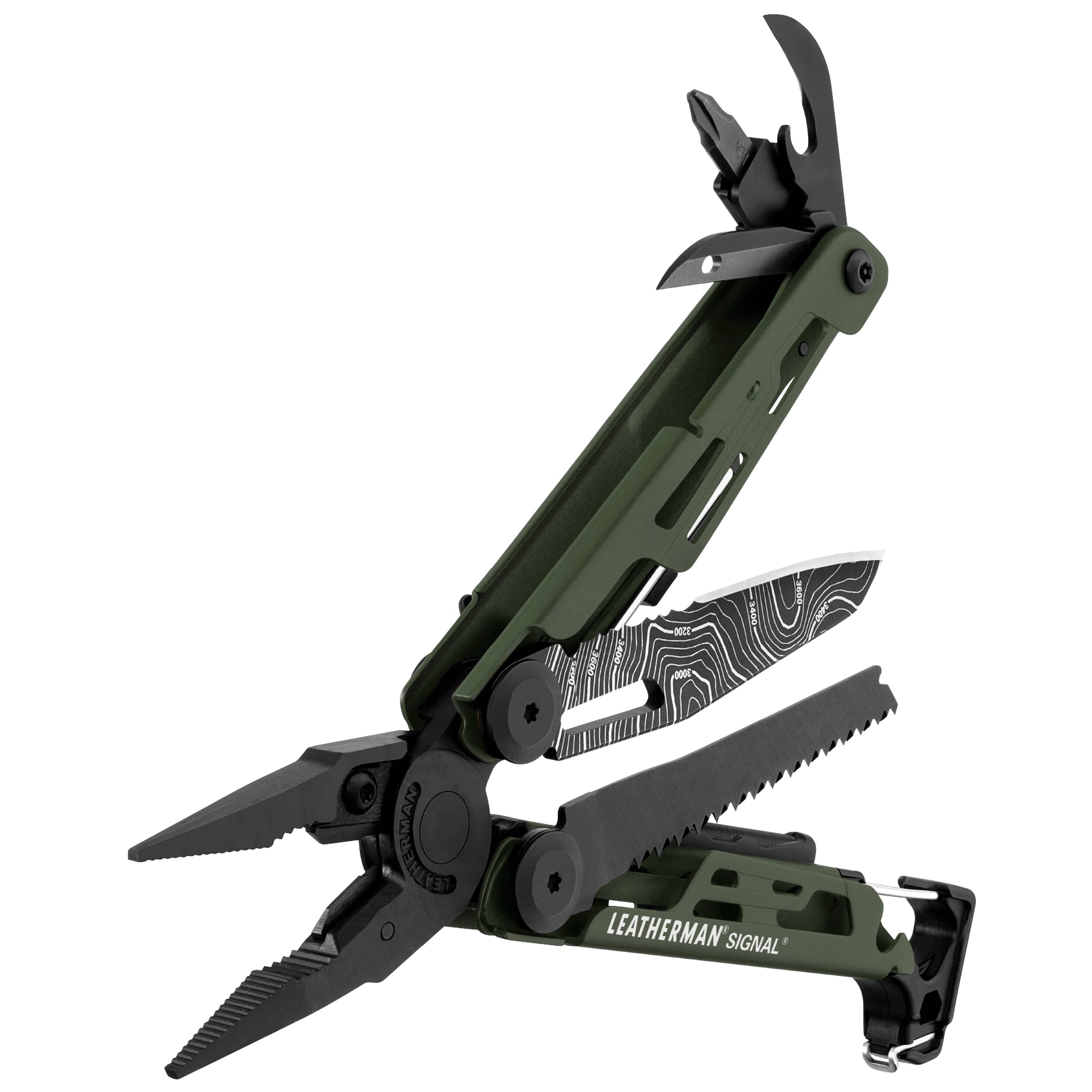 Leatherman Signal Green Topo multitool with holster - limited edition