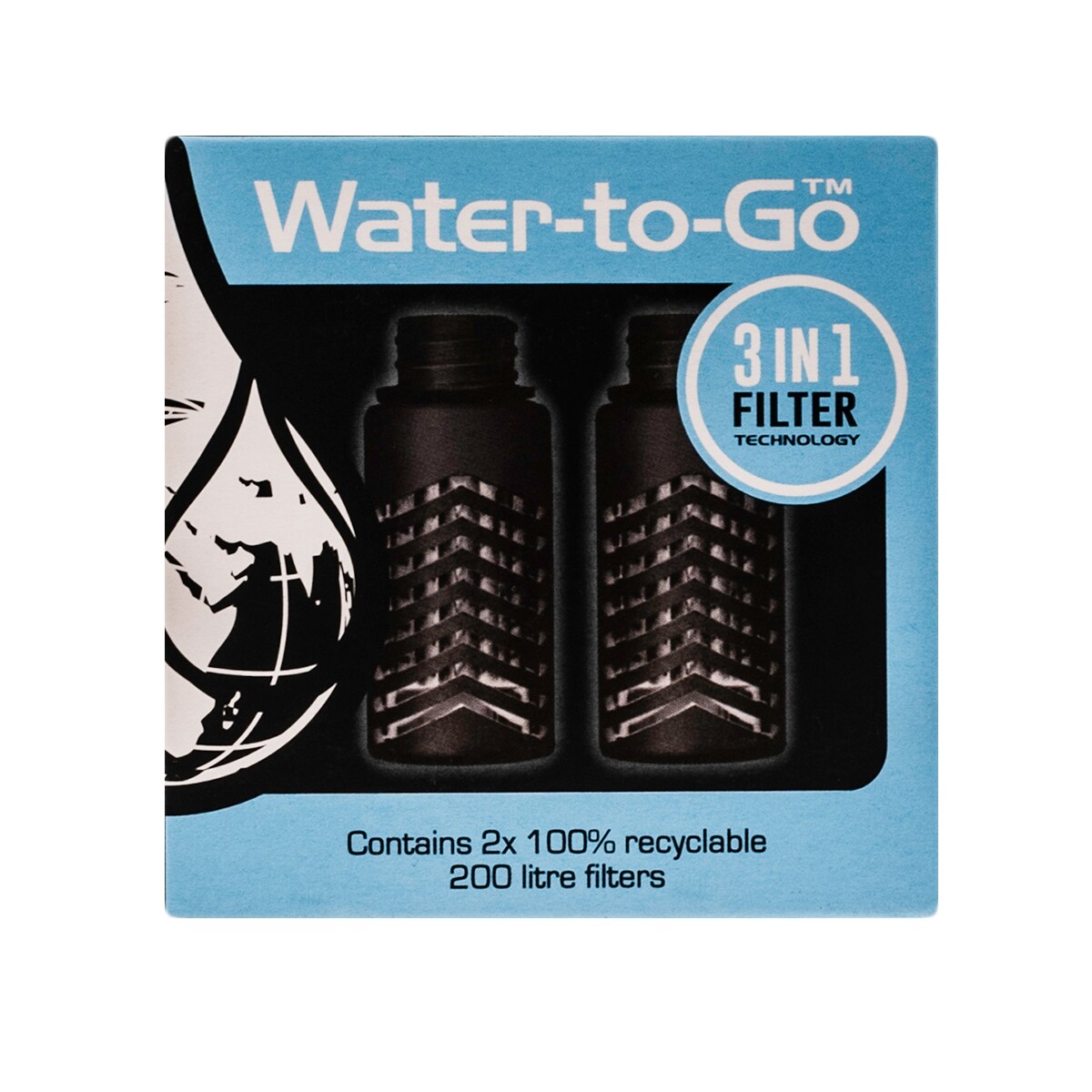 Water-to-Go Filter for WTG75CL/Active/Sugarcane series bottles - two-pack