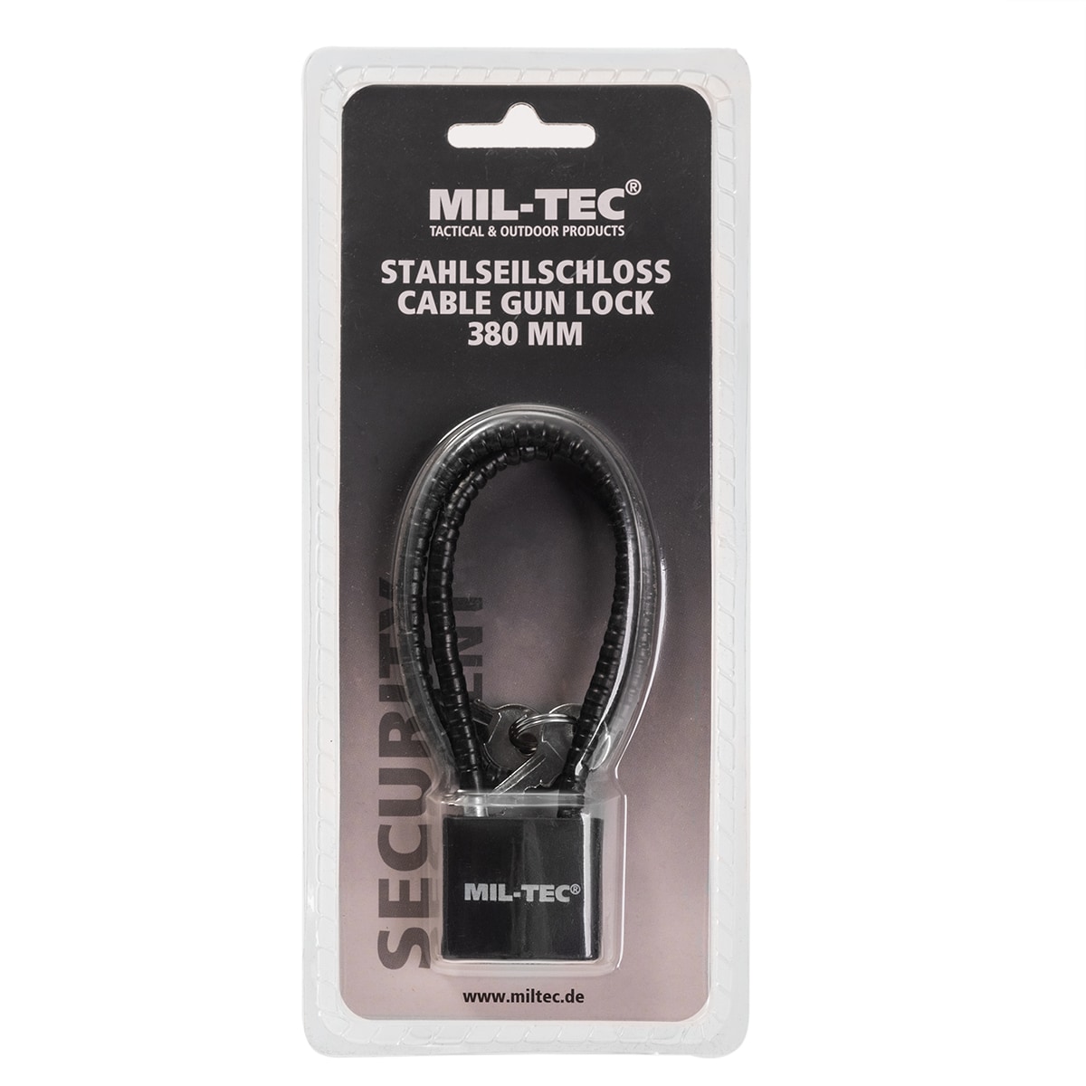 Mil-Tec Padlock with rope - black