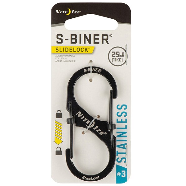 Nite Ize S-Biner Slide Lock Steel 3 Black Carabiner