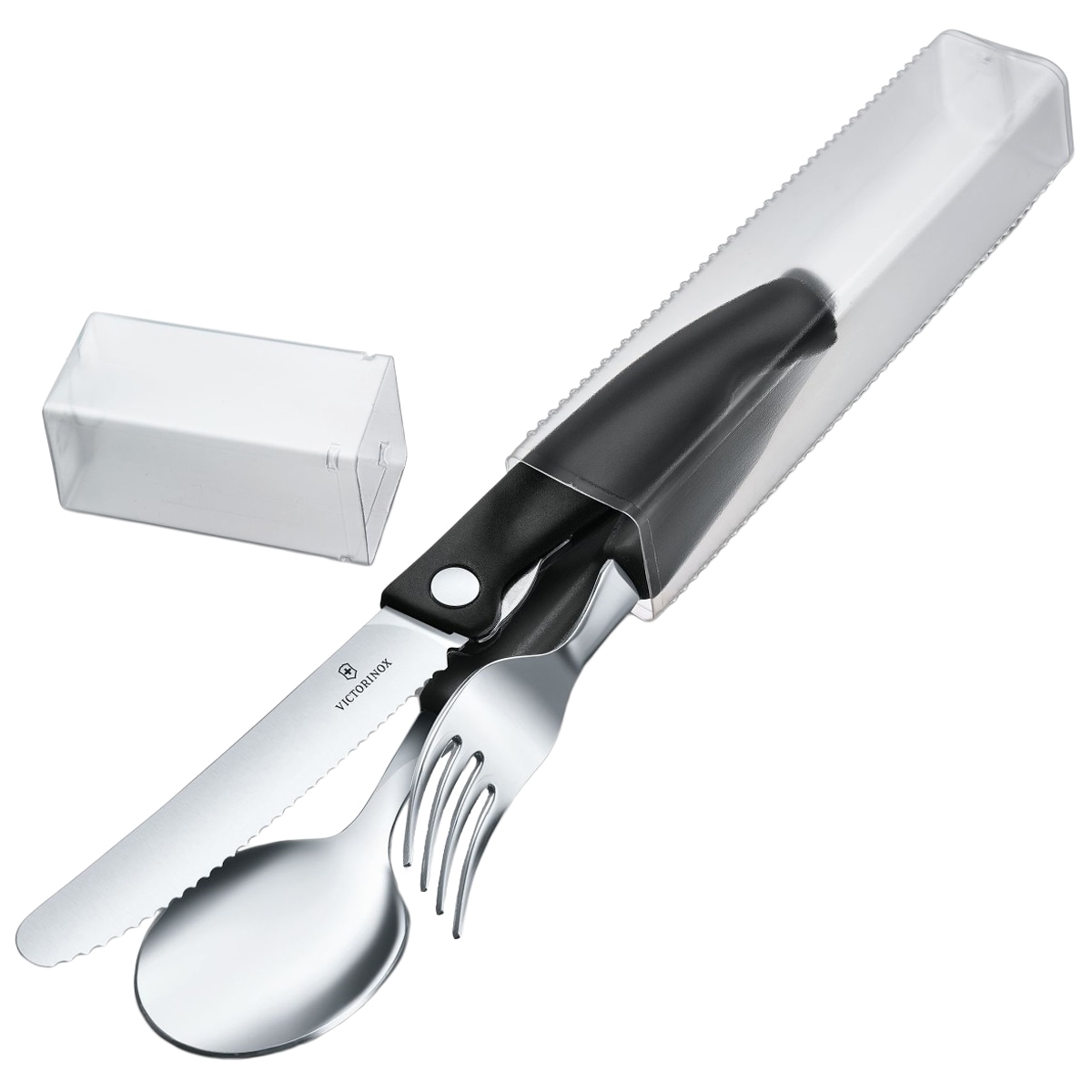 Victorinox Folding Knife, Fork, Spoon Kit - Black