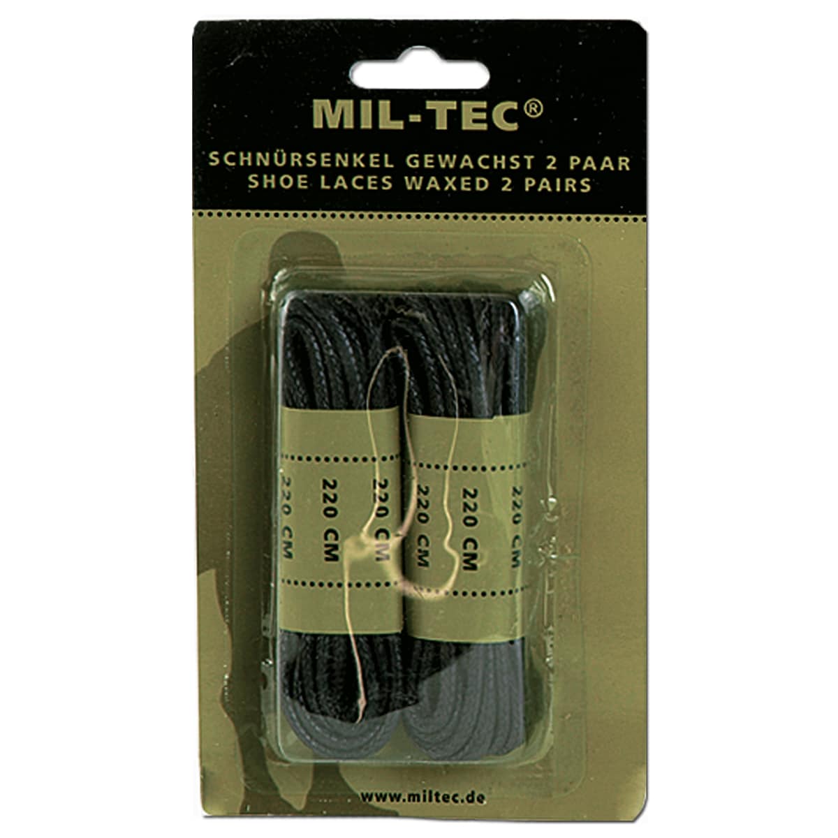 Mil-Tec Shoelaces Waxed 220 cm - black