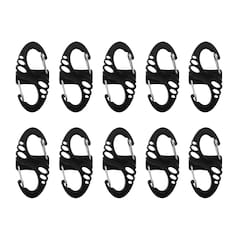 Mil-Tec S-Hook Olive Carabiner Set Black - 10 pcs.