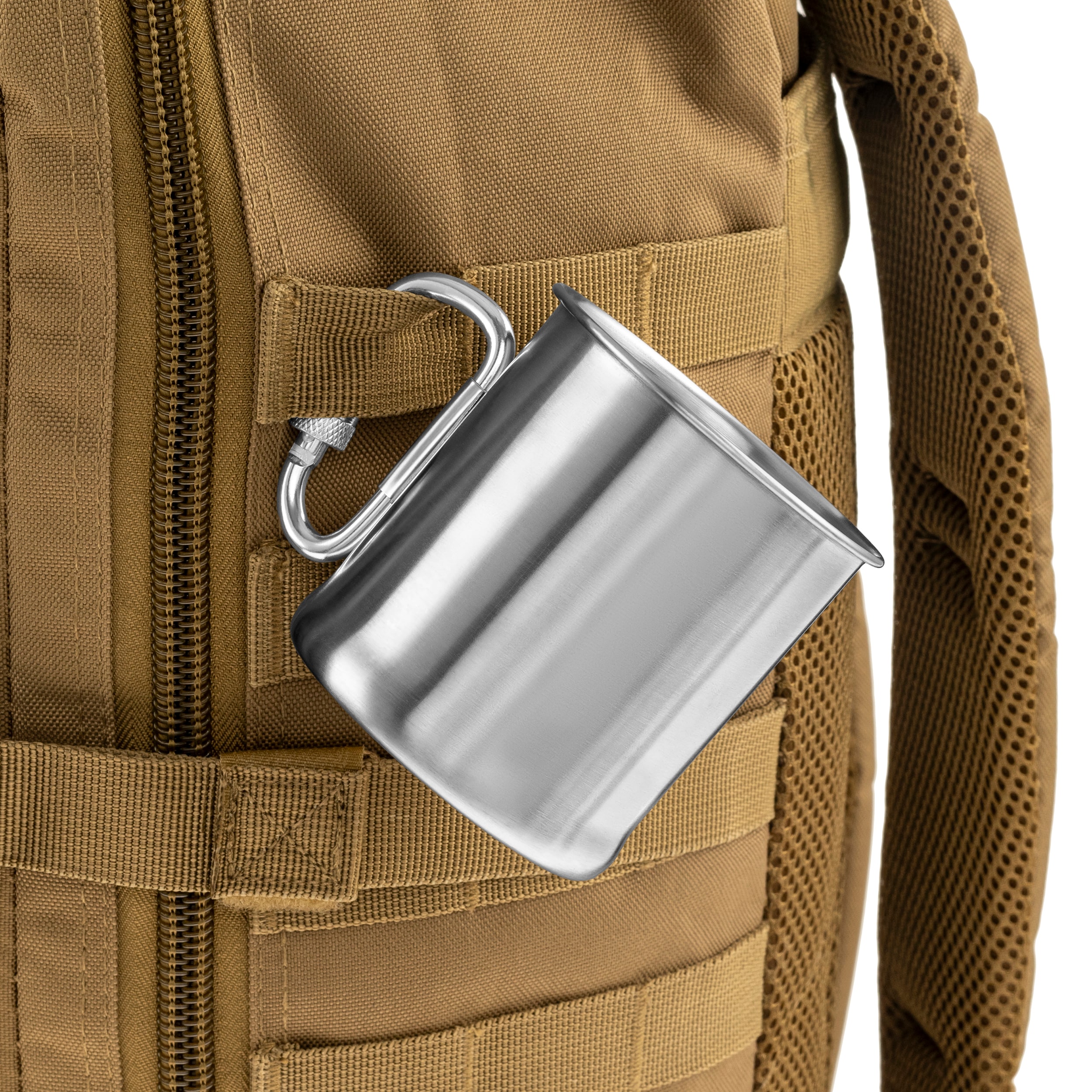 Mil-Tec Steel mug with a carabiner 250 ml