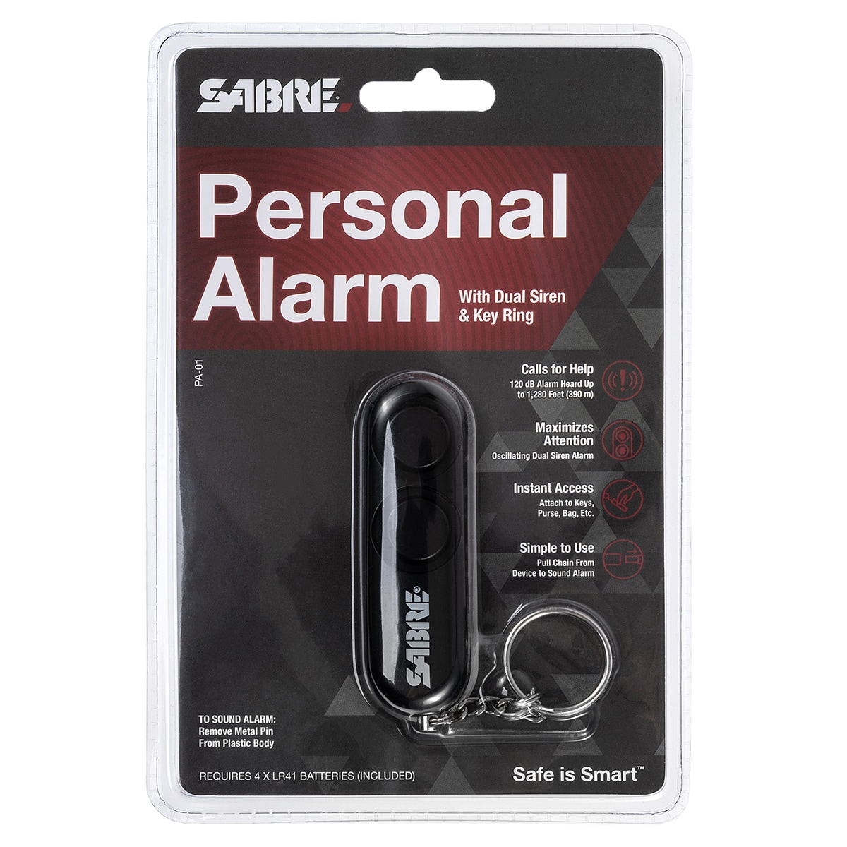 Sabre Red Personal Alarm - Black