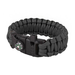Paracord Bracelet with Compass 8" - Black