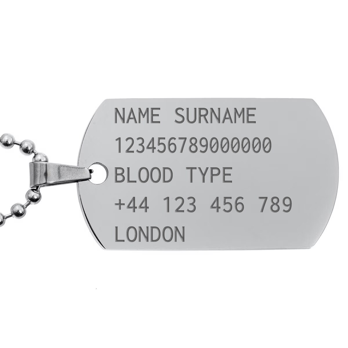 Stainless Steel Dog Tag 23x40 mm - with engraving option