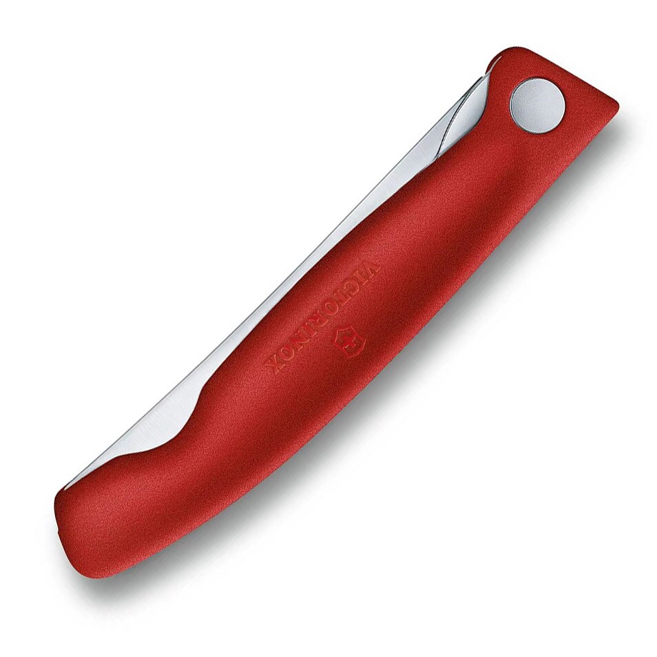 Victorinox Red Folding Kitchen Knife - serrated blade with rounded tip