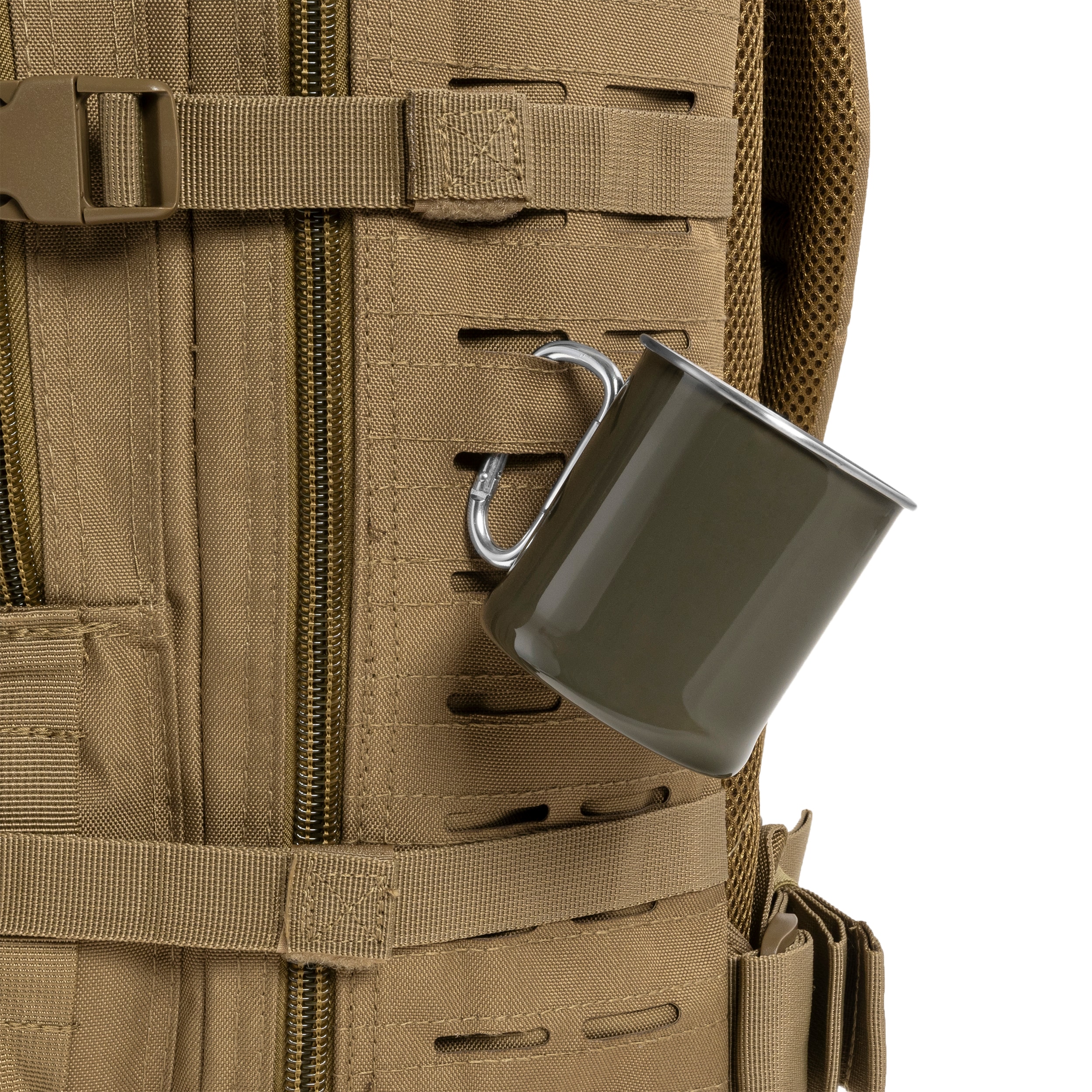 Mil-Tec steel mug with carabiner 250 ml - Olive